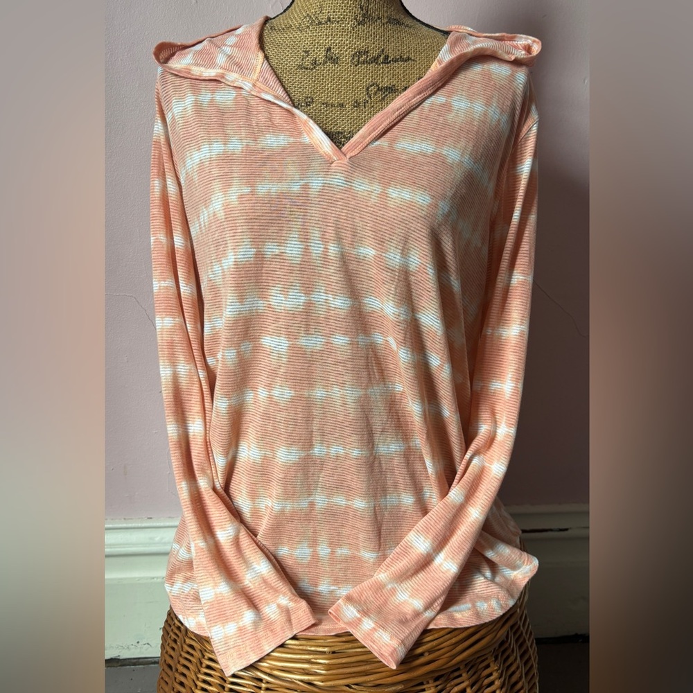 Eddie Bauer Peach and White Tie-Dye Hoodie
